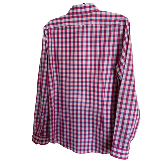 Express Extra Slim Fit Gingham Check Button Up Shirt M Pink Blue White - Picture 2 of 9